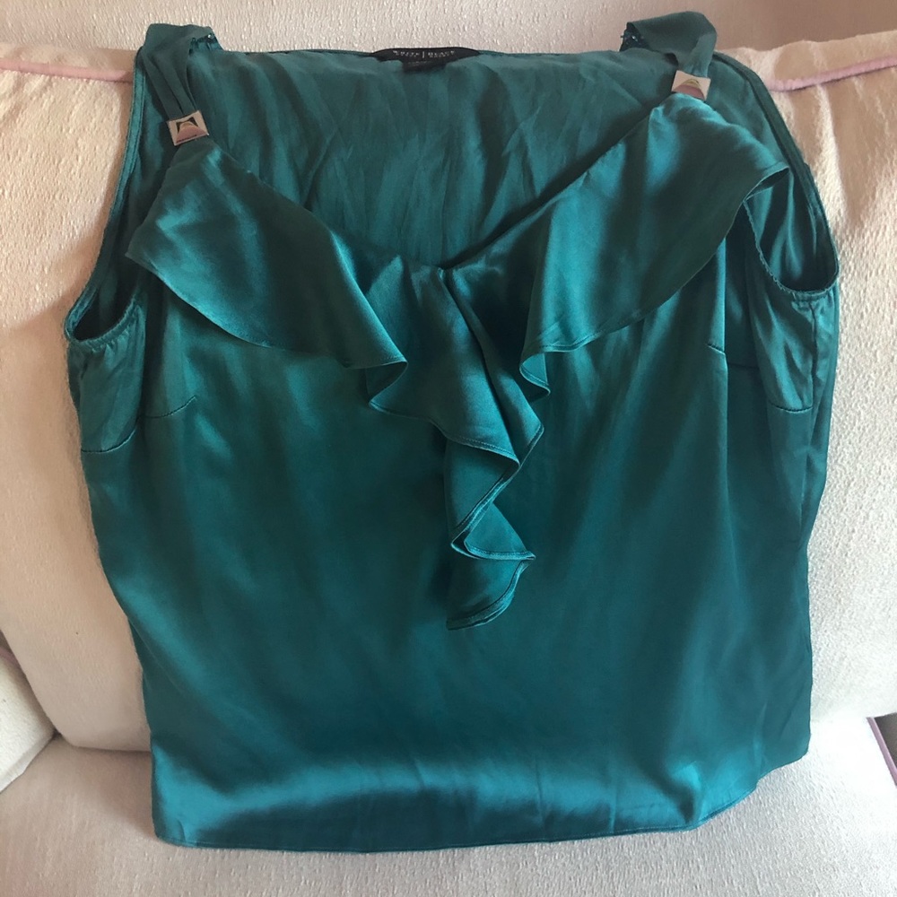 White House Black Market Teal Silk Top